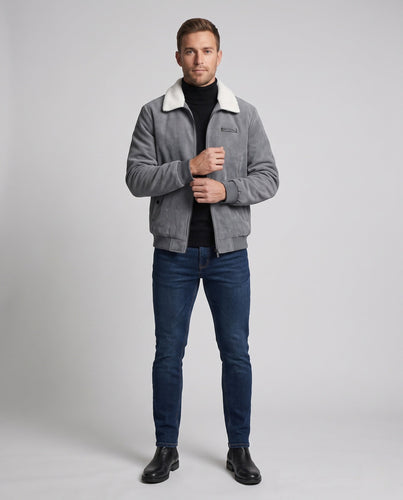 Stylische Herren Cordjacke mit Teddykragen Nord Taschen
