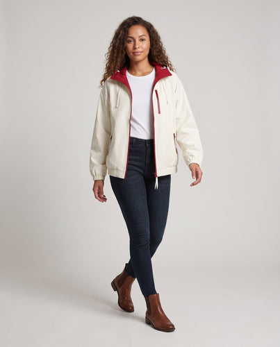 Damen Leichte Übergangsjacke mit Kapuze und Kontrastfutter, Reißverschlusstaschen & Elastischem Saum Nord Taschen
