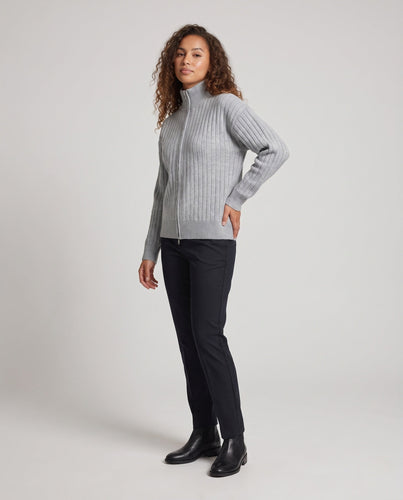 Damen Übergröße Cardigan mit Reißverschluss, Stehkragen & Strukturstrick Nord Taschen