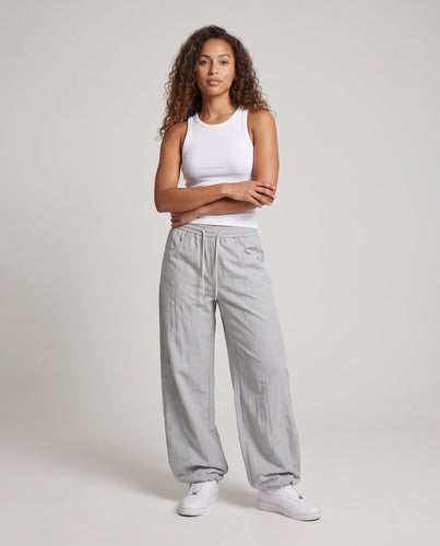 Damen Ultra Weite LoungNord Taschen Baggy-Hose aus Leinenmischung mit Kordelzug, niedrigem Schritt & Patten-Taschen Nord Taschen