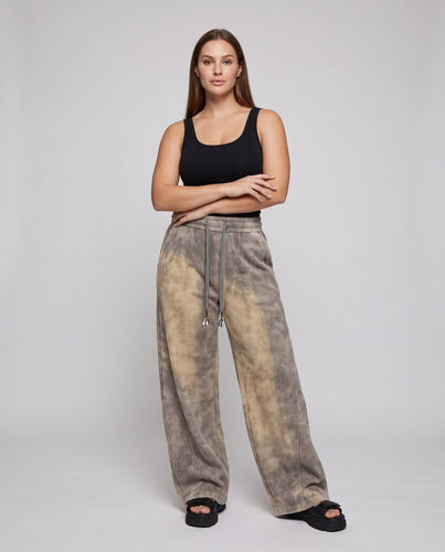 Damen Weite Plüsch-Fleece-Loungehosen mit Elastischem Bund und Patten-Tasche Nord Taschen