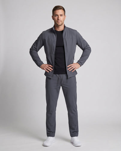 Atmungsaktives Softshell-Training-Set für Herren mit Stehkragen, elastischem Bund und Reißverschlusstaschen Nord Taschen