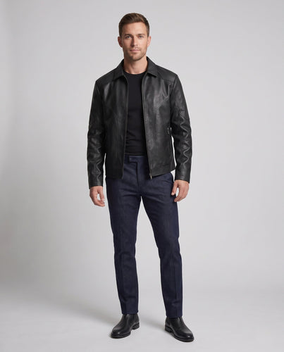 Herren Bikerjacke aus hochwertigem Kunstleder mit ergonomischen Nahtdetails und Reißverschlusstaschen Nord Taschen