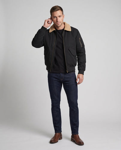 Herren Bomberjacke mit Teddy-Kragen, Utility-Arm-Tasche & Klapptaschen Nord Taschen