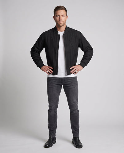 Herren Boxy Bomberjacke mit geometrischen Nahtdetails und geripptem Saum Nord Taschen