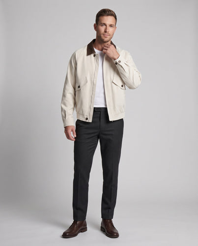 Herren Boxy Wildleder Look Feldjacke mit Kontrastkragen, Klapptaschen & Elastischem Saum Nord Taschen