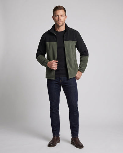 Herren Fleece Stehkragenjacke mit Paneleinsatz, elastischen Bündchen und durchgehendem Reißverschluss Nord Taschen
