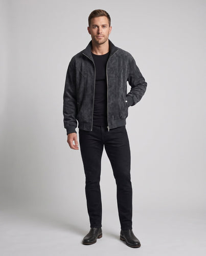 Herren lässige Bomberjacke im Velours-Suede-Look mit hohem Stehkragen, wärmendem Teddy-Futter und eingesetzten Taschen mit Druckknöpfen Nord Taschen