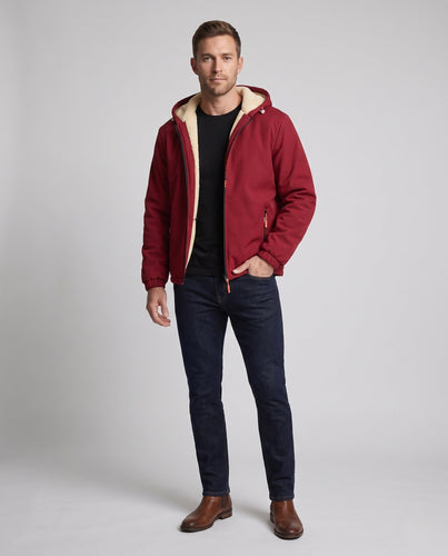 Herren isolierte Kapuzen-Softshelljacke mit Sherpa-Futter und winddichter äußeren Schale Nord Taschen