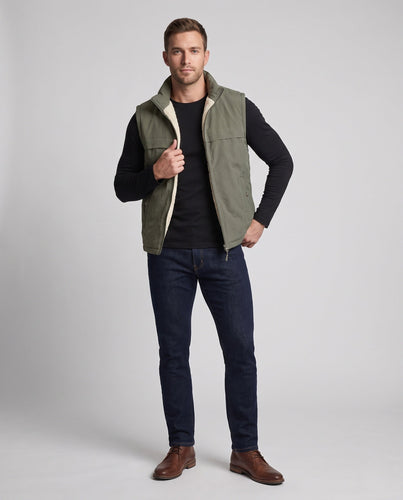 Herren Isolierte Thermo-Weste mit Teddy-Fleece-Futter und Stehkragen Nord Taschen