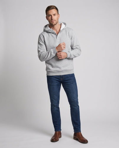 Männer gepolsterter Hoodie mit Teddyfutter, Druckknopf-V-Kante & Rippbündchen Nord Taschen