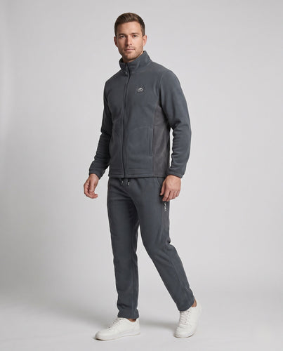 Herren isolierender Fleece Trainingsanzug mit Stehkragen, durchgehendem Reißverschluss und schmal zulaufenden Jogginghosen Nord Taschen