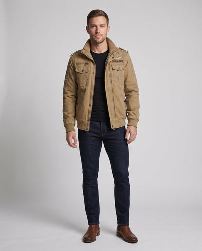 Herren isolierte Feldjacke mit Sherpa-Futter, Utility-Taschen & hohem Stehkragen Nord Taschen