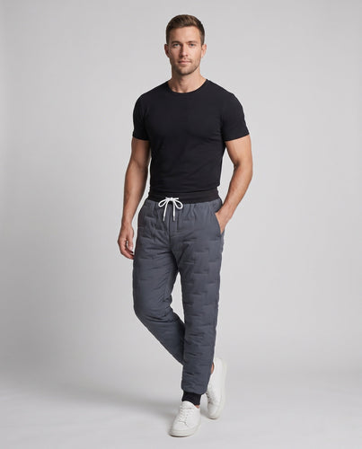 Herren isolierte gesteppte Jogginghose mit elastischem Rippbund, Kordelzug und warmer Fütterung Nord Taschen