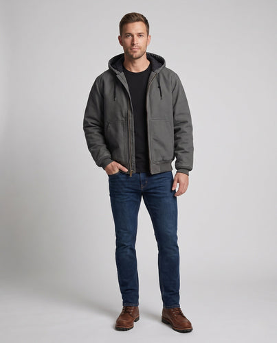 Herren Kapuzen Bomberjacke mit wattierter Thermofütterung & robustem Canvas Nord Taschen
