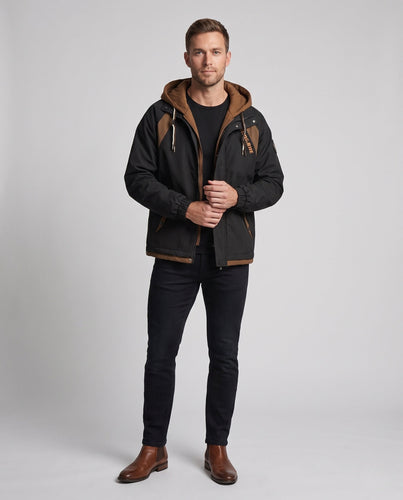 Herren Schichtlook Funktionelle Übergangsjacke mit integrierter Kapuzen-Innenjacke und winddichter Schale Nord Taschen