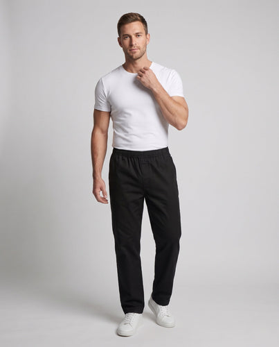 Herren Leichte Baumwollmischung Legere Hosen mit Kordelzug Taille, Seitentaschen & Gerader Lockere Passform Nord Taschen