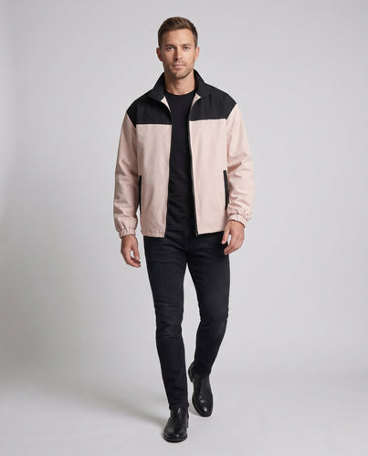 Leichte wasserabweisende Windjacke für Herren mit Farbblock-Einsätzen, Stehkragen und Kordelzugsaum Nord Taschen