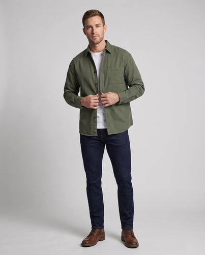 Herren locker sitzende Overshirt-Jacke aus Baumwollmischung mit Brusttasche & durchgehendem Knopfverschluss Nord Taschen