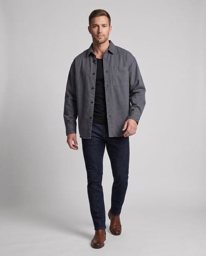 Herren locker geschnittenes Overshirt aus robustem Baumwolltwill mit Brusttasche Nord Taschen