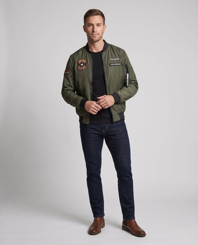 Herren Nylon Bomberjacke mit Flugpatch, Taschenfach und gerippten Bündchen Nord Taschen