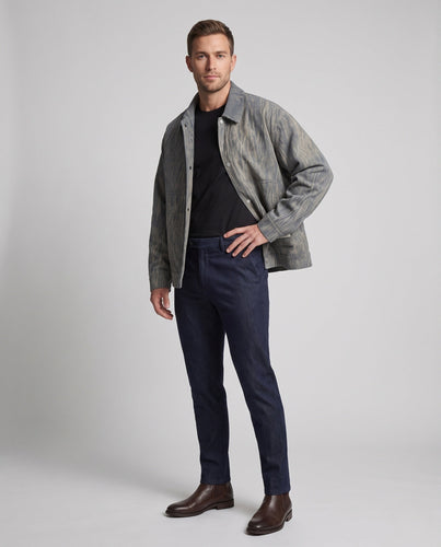 Herren Overshirt-Jacke aus strukturiertem Denim-Look mit Druckknopfleiste und boxy Silhouette Nord Taschen