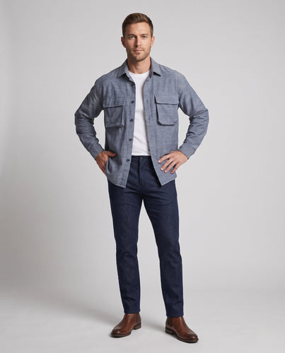 Herren-Überhemdjacke im Utility-Look mit aufgesetzten Brusttaschen und lockerer Passform Nord Taschen