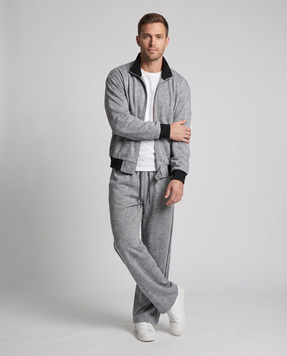 Herren Oversized Bomberjacke mit Reißverschluss & lockeren Kordelzug Jogginghosen Nord Taschen