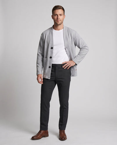 Herren Oversize Cardigan aus Waffelstrick mit V-Ausschnitt, aufgesetzten Taschen & boxy Silhouette Nord Taschen