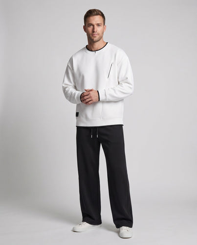 Herren Oversized Freizeitset aus schwerem Baumwollmix mit Rundhalsausschnitt Sweatshirt & weitem Jogginghose Nord Taschen