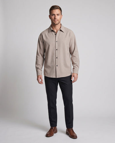 Herren Oversized-Shirt im Leinen-Look mit kastigem Schnitt, verdeckter Knopfleiste und langen Manschetten Nord Taschen