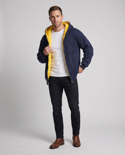 Herren Oversize Hoodie Jacke mit wärmendem Teddyfleece-Futter & durchgehendem Reißverschluss Nord Taschen