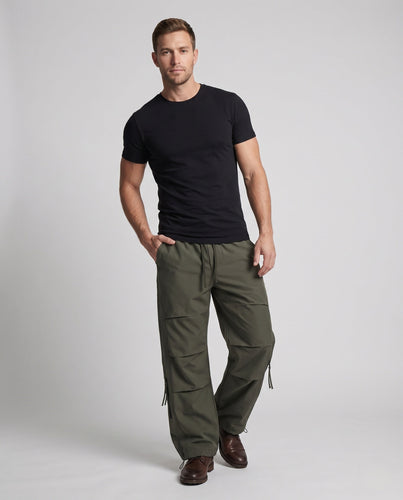 Herren Übergröße Nylon Cargo Baggy Hosen mit elastischem Kordelzugbund, multifunktionalen Taschen & verstellbarem Saum Nord Taschen