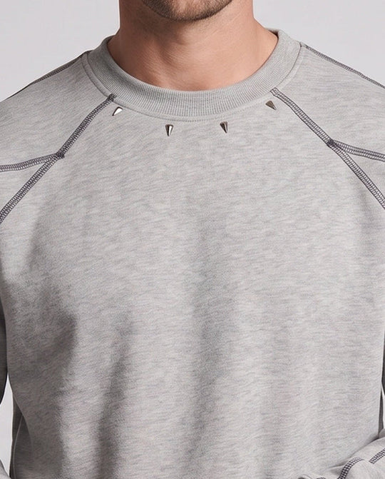 Herren Oversize Sweatshirt mit Kontrastnähten, Raglanärmeln und Rippbündchen Nord Taschen