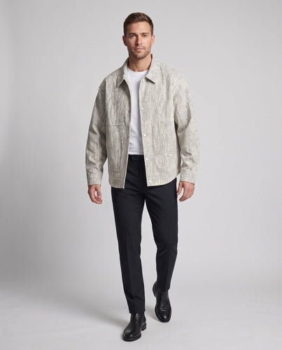 Herren Oversized Übergangsjacke mit Druckknopfverschluss und strukturierter Oberfläche Nord Taschen