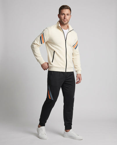 Herren Sportives Trainingsset mit Stehkragen-Zipjacke, Reißverschlusstaschen & konischer Jogginghose Nord Taschen