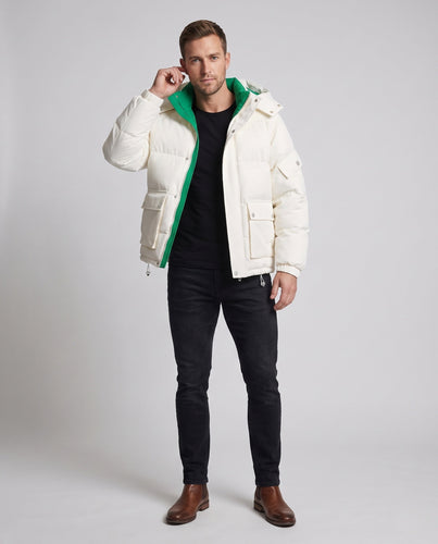 Herren Stepp-Parka mit Kapuze, Utility-Taschen und Kontrast-Innenfutter Nord Taschen