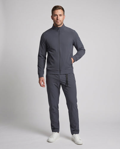 Herren Stretch-Trainingsset aus technischem Nylon mit Stehkragenjacke & tapered Freizeithose Nord Taschen