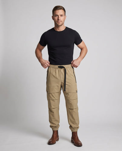 Herren Technische Cargo‑Hose im Outdoor‑Baggy‑Cut mit Mehrfach‑Taschen, Tunnelzug & Elastischem Saum Nord Taschen
