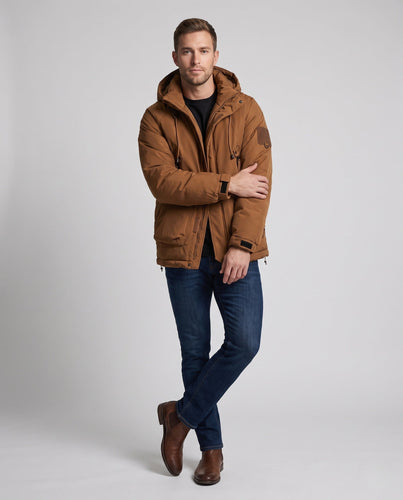 Herren Technischer Kapuzen-Parka mit verlängerter Rückenpartie, Thermo‑Steppung & Multifunktions‑Taschen Nord Taschen