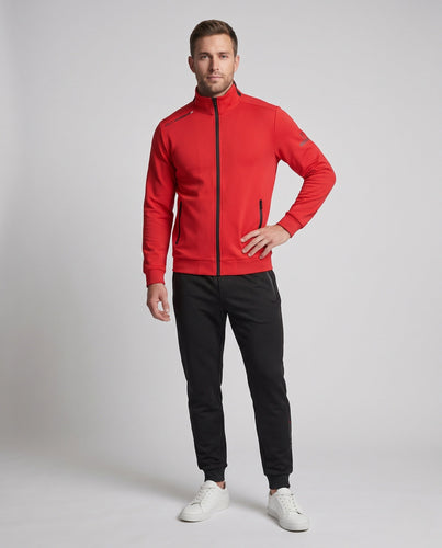 Herren Technisches Lauf-Trainingsset mit winddichter Zipjacke und tapered Jogginghose Nord Taschen