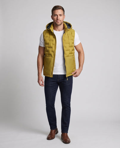 Herren Ultraleichte gesteppte Thermoweste mit Kapuze, Packfunktion & windabweisender Oberfläche Nord Taschen