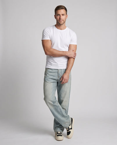 Herren Ultraweit geschnittene Denim-Jeans mit ausgewaschener Vintage-Optik Nord Taschen