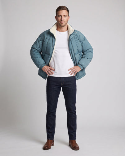 Herren Wärmeisolierende Steppjacke mit Teddyinnenfutter, hohem Kragen und verdecktem Reißverschluss Nord Taschen