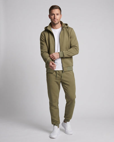 Herren Warmes gefüttertes Trainingsset mit Kapuzen‑Zipjacke & konischer Fleece-Jogginghose Nord Taschen