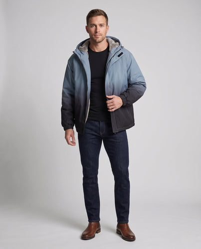 Herren Wasserabweisende Kapuzenjacke mit Ombré-Design & kuscheligem Teddy‑Futter Nord Taschen