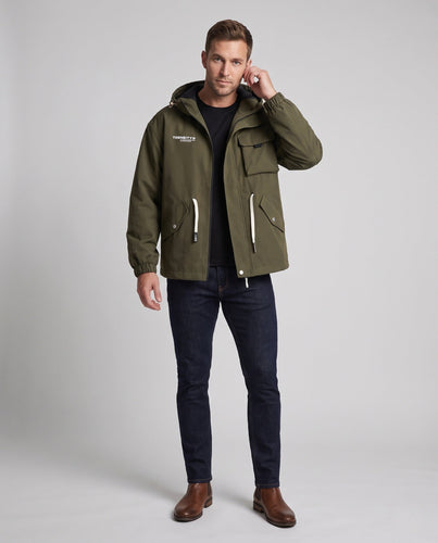 Herren wasserabweisende Utility-Übergangsjacke mit Kapuze, Multitaschen & Kordelzug Nord Taschen