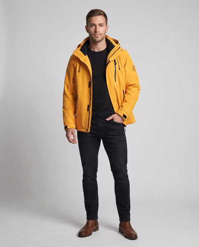 Herren Wasserabweisende Zwei‑in‑Eins Outdoorjacke mit abnehmbarer Fleece‑Innenjacke, Kapuze & Multifunktions‑Taschen Nord Taschen