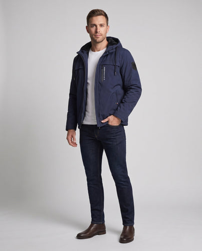 Herren Wattierte Kapuzen‑Übergangsjacke mit Teddyfutter & winddichter Hülle Nord Taschen