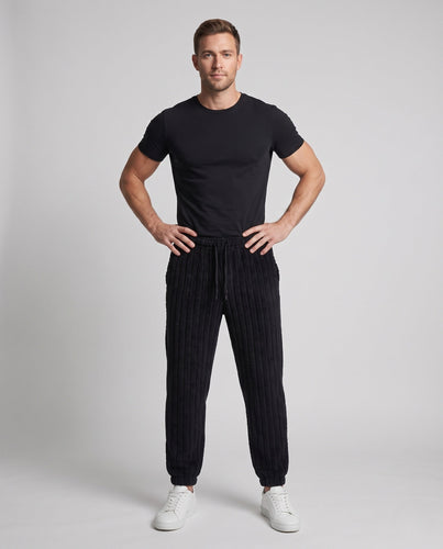 Herren Wattierte Loungewear-Jogginghose mit Kordelzug und geripptem Strukturfleece Nord Taschen